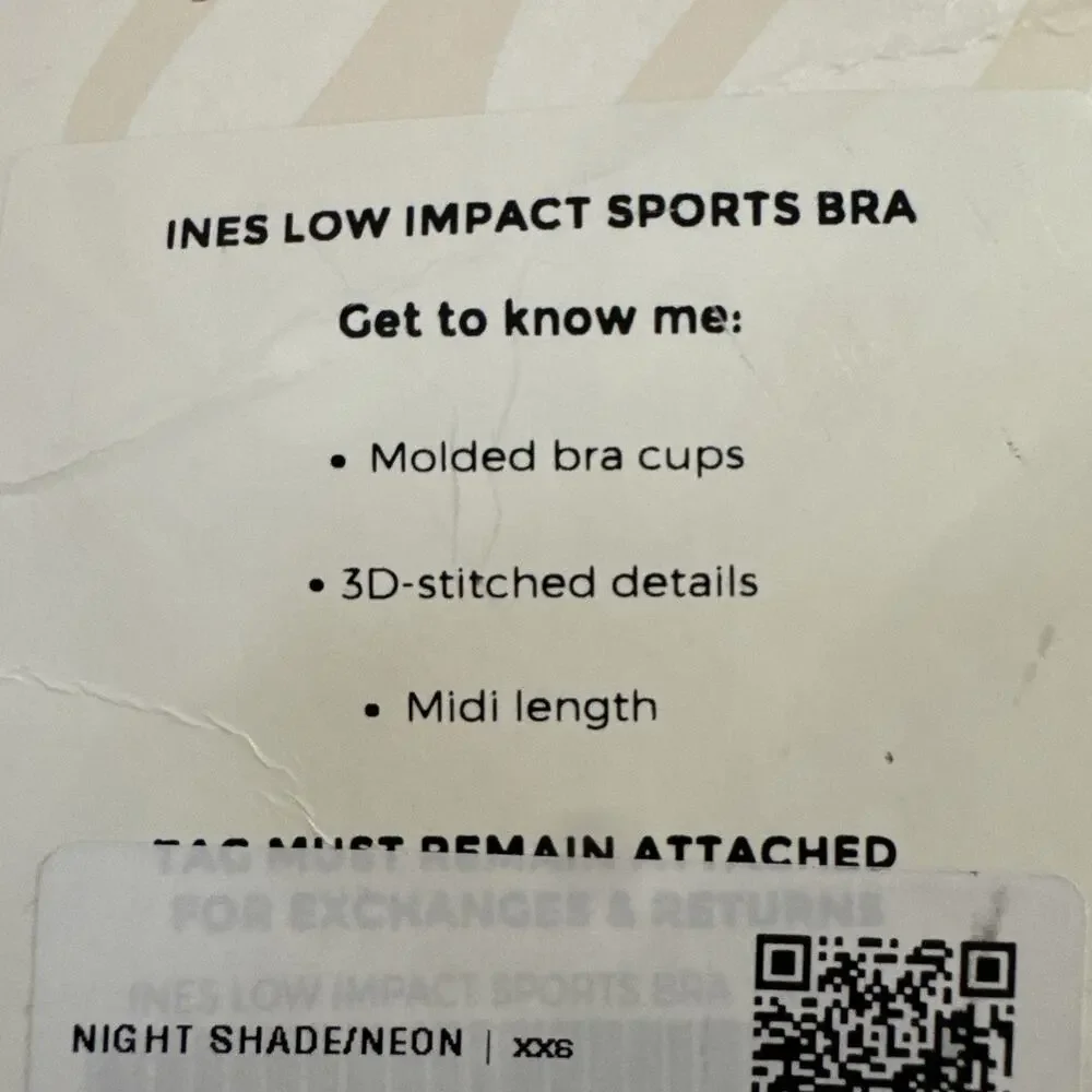 NWT Fabletics Ines Low Impact Sports Bra Womens XXS Gray Yellow Trim